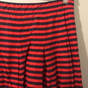 NEW- J. Crew Red & Navy Pleated A-Line Skirt; Sz:6